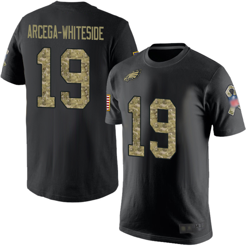 Men Philadelphia Eagles #19 JJ Arcega-Whiteside Black Camo Salute to Service NFL T Shirt->nfl t-shirts->Sports Accessory